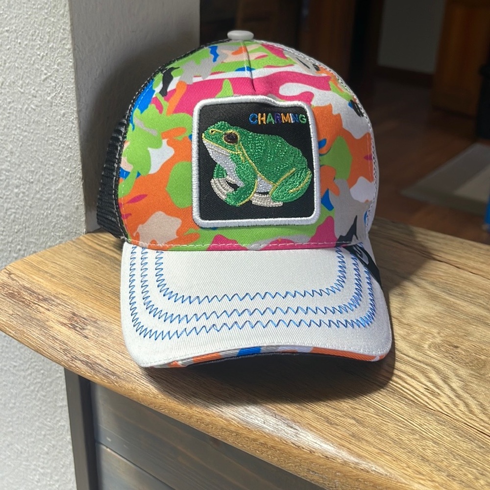 Multicolor Camo Frog Patch Hat